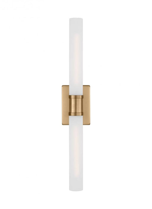 Visual Comfort & Co. Studio Collection Keaton modern industrial 2-light indoor dimmable large bath vanity wall sconce in satin brass gold f