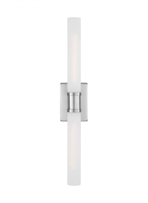 Visual Comfort & Co. Studio Collection Keaton modern industrial 2-light indoor dimmable large bath vanity wall sconce in brushed nickel sil