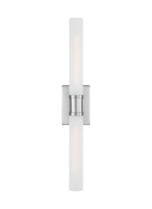 Visual Comfort & Co. Studio Collection Keaton modern industrial 2-light indoor dimmable large bath vanity wall sconce in brushed nickel sil