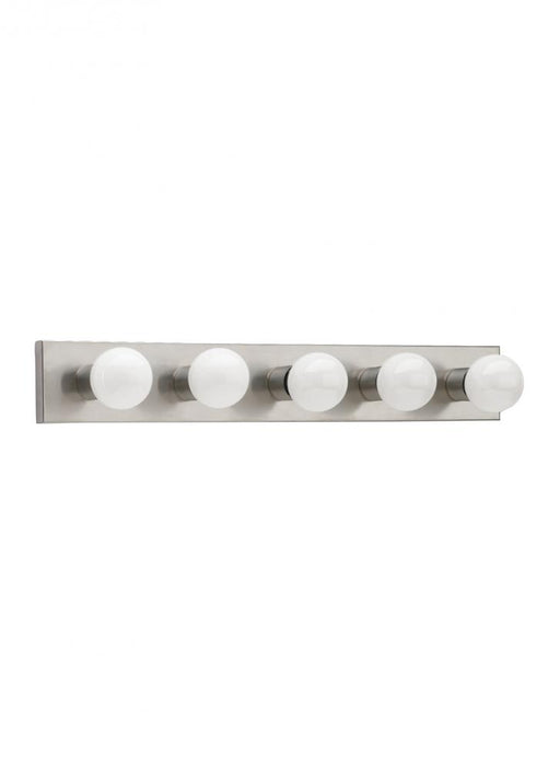 Generation Lighting Center Stage traditional 5-light indoor dimmable bath vanity wall sconce in brushed stainless silver