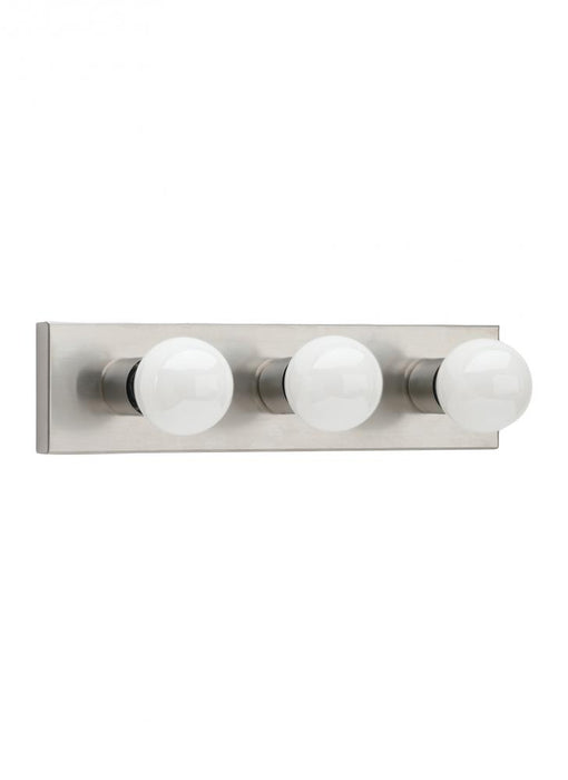 Generation Lighting Center Stage traditional 3-light indoor dimmable bath vanity wall sconce in brushed stainless silver | 4737-98