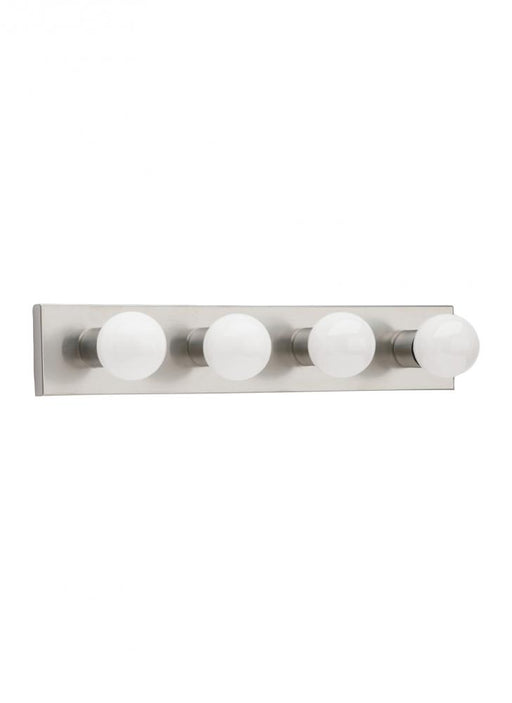 Generation Lighting Center Stage traditional 4-light indoor dimmable bath vanity wall sconce in brushed stainless silver