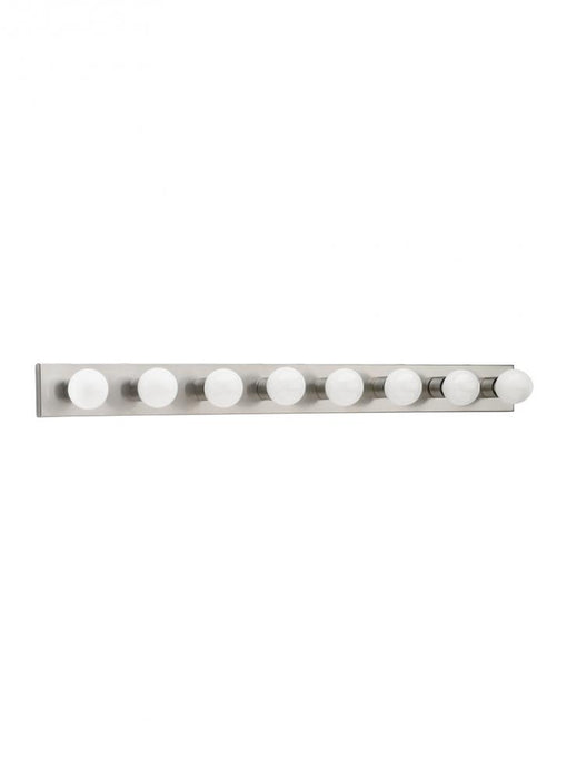 Generation Lighting Center Stage traditional 8-light indoor dimmable bath vanity wall sconce in brushed stainless silver