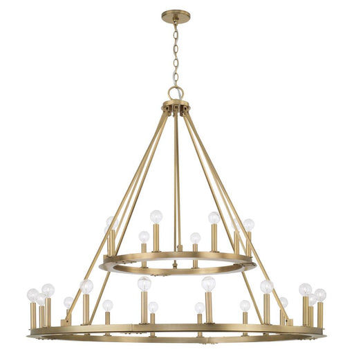 24-light Two-tier Wagon Wheel Chandelier In Aged Brass | 4910AD