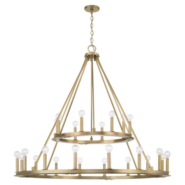 24-light Two-tier Wagon Wheel Chandelier In Aged Brass | 4910AD