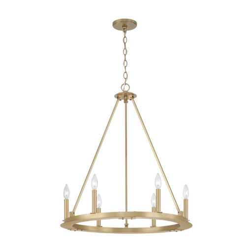 6-light Wagon Wheel Chandelier In Aged Brass | 4916AD
