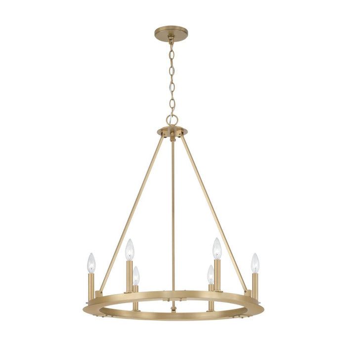 6-light Wagon Wheel Chandelier In Aged Brass | 4916AD