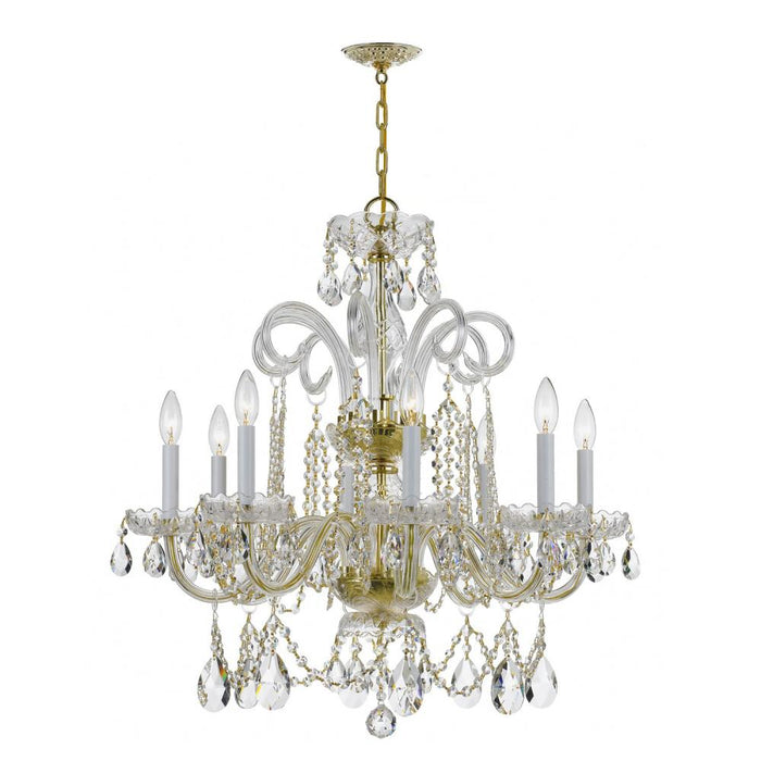 Crystorama Traditional Crystal 8 Light Spectra Crystal Polished Brass Chandelier
