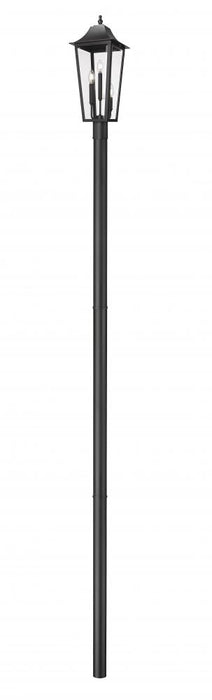 3 Light Outdoor Post Mount Fixture | 5008PHBR-5009P120-BK