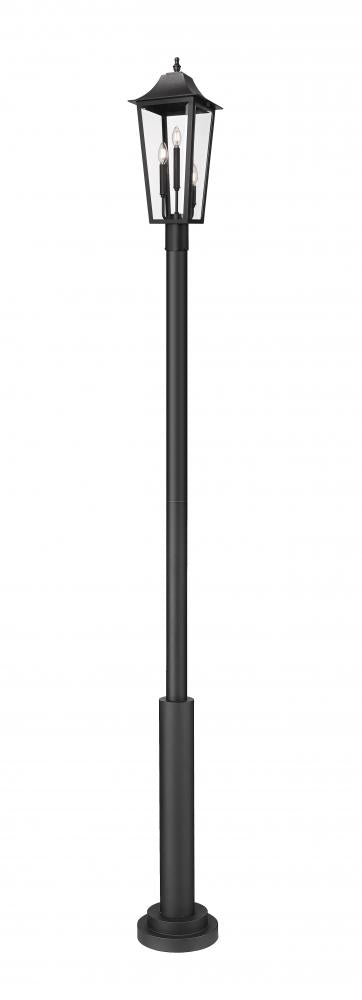 3 Light Outdoor Post Mounted Fixture | 5008PHBR-5010P-BK
