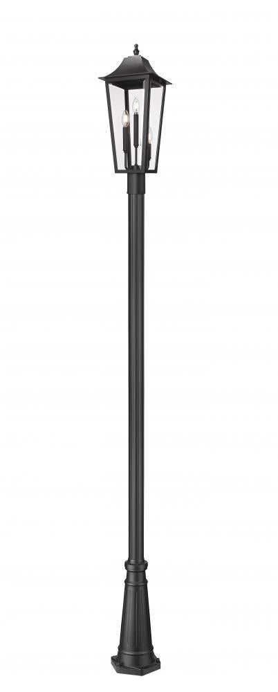 3 Light Outdoor Post Mounted Fixture | 5008PHBR-5011P-BK