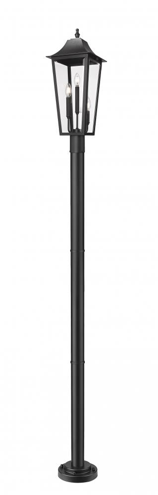 3 Light Outdoor Post Mounted Fixture | 5008PHBR-5012P-BK