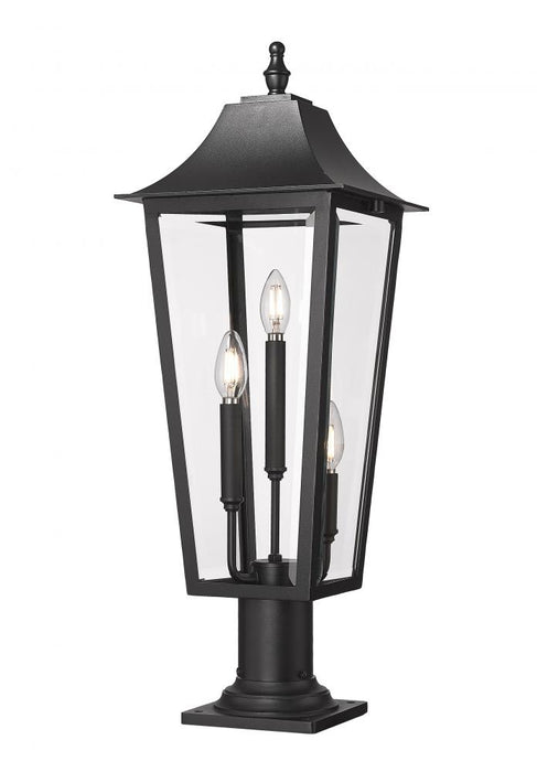 3 Light Outdoor Pier Mounted Fixture | 5008PHBR-533PM-BK