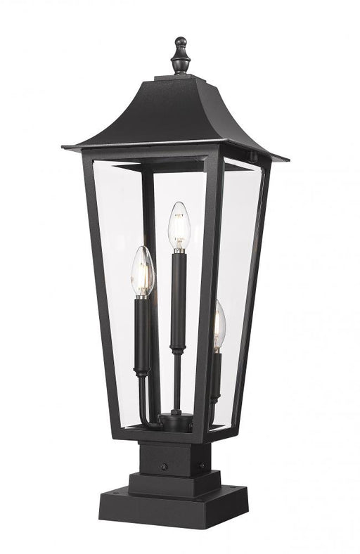 3 Light Outdoor Pier Mounted Fixture | 5008PHBS-SQPM-BK