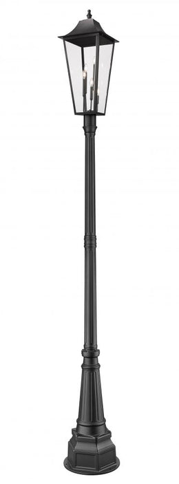 3 Light Outdoor Post Mounted Fixture | 5008PHXLR-564P-BK