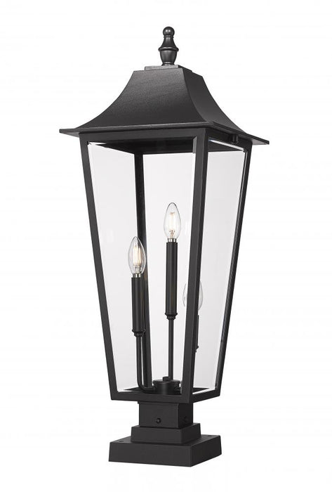3 Light Outdoor Pier Mounted Fixture | 5008PHXLS-SQPM-BK