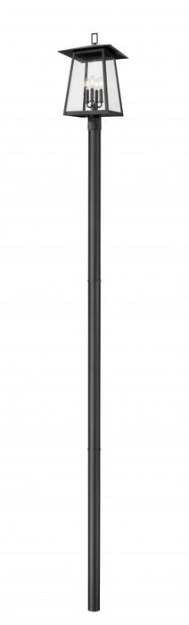 4 Light Outdoor Post Mounted Fixture | 5015PHBR-5009P120-BK