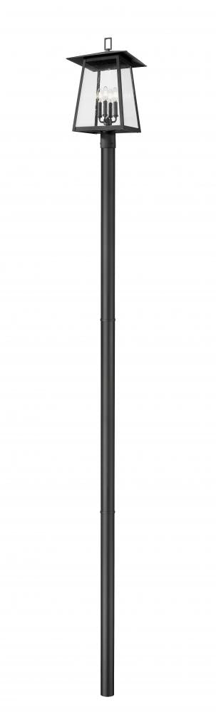 4 Light Outdoor Post Mounted Fixture | 5015PHBR-5009P120-BK