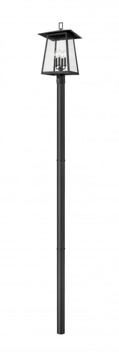 4 Light Outdoor Post Mounted Fixture | 5015PHBR-5009P96-BK