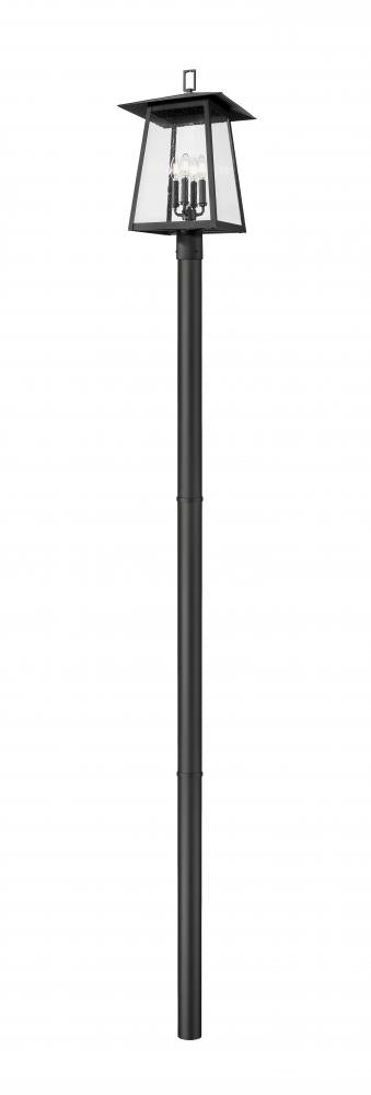 4 Light Outdoor Post Mounted Fixture | 5015PHBR-5009P96-BK