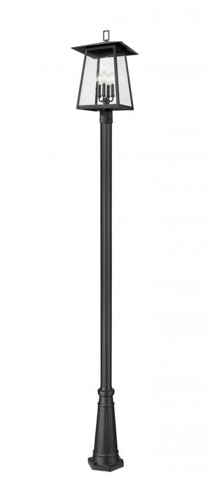 4 Light Outdoor Post Mounted Fixture | 5015PHBR-5011P-BK