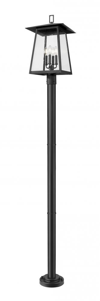 4 Light Outdoor Post Mounted Fixture | 5015PHBR-5012P-BK
