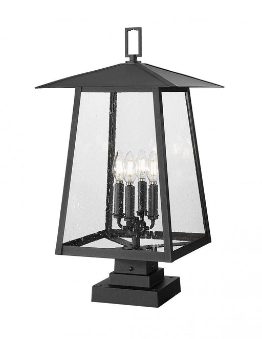 4 Light Outdoor Pier Mounted Fixture | 5015PHBS-SQPM-BK