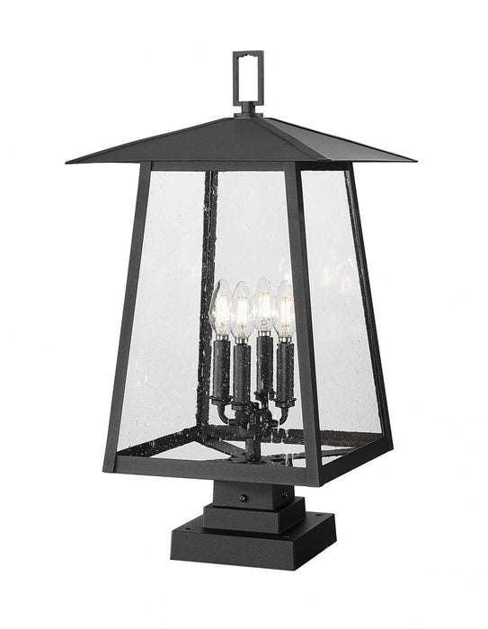 4 Light Outdoor Pier Mounted Fixture | 5015PHBS-SQPM-BK