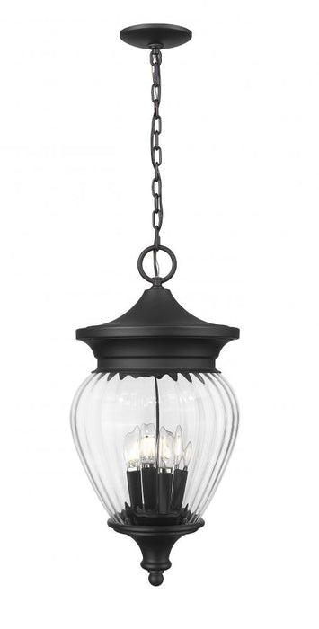 4 Light Outdoor Chain Mount Ceiling Fixture | 5016CHB-BK