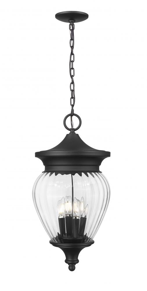 4 Light Outdoor Chain Mount Ceiling Fixture | 5016CHB-BK