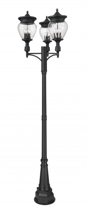 4 Light Outdoor Post Mounted Fixture | 5016PHBR-3-564P-BK