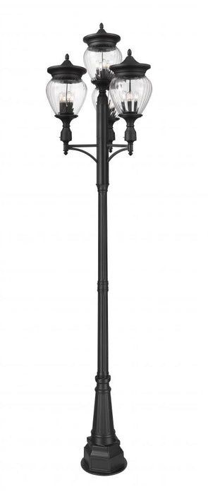 4 Light Outdoor Post Mounted Fixture | 5016PHBR-4-564P-BK
