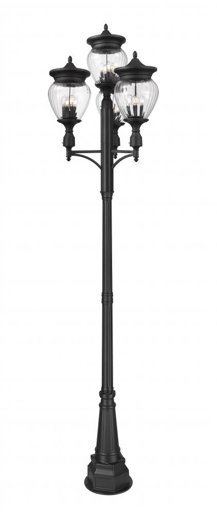4 Light Outdoor Post Mounted Fixture | 5016PHBR-4-564P-BK
