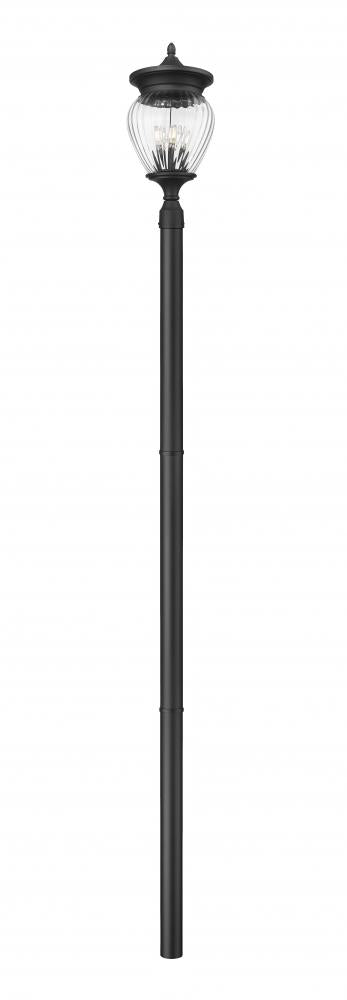 4 Light Outdoor Post Mounted Fixture | 5016PHBR-5009P96-BK