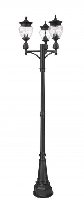 3 Light Outdoor Post Mounted Fixture | 5016PHMR-3-564P-BK