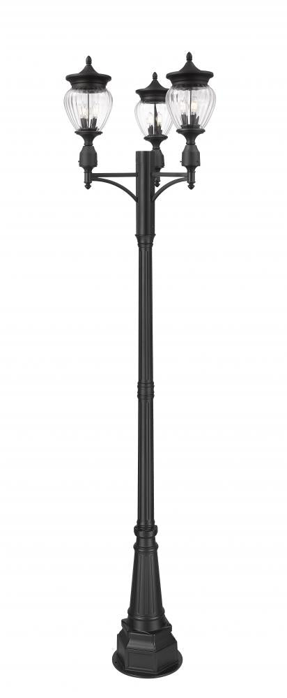 3 Light Outdoor Post Mounted Fixture | 5016PHMR-3-564P-BK