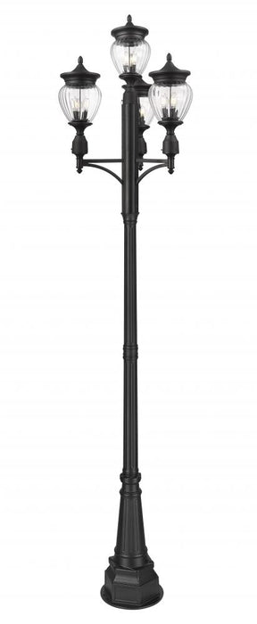3 Light Outdoor Post Mounted Fixture | 5016PHMR-4-564P-BK