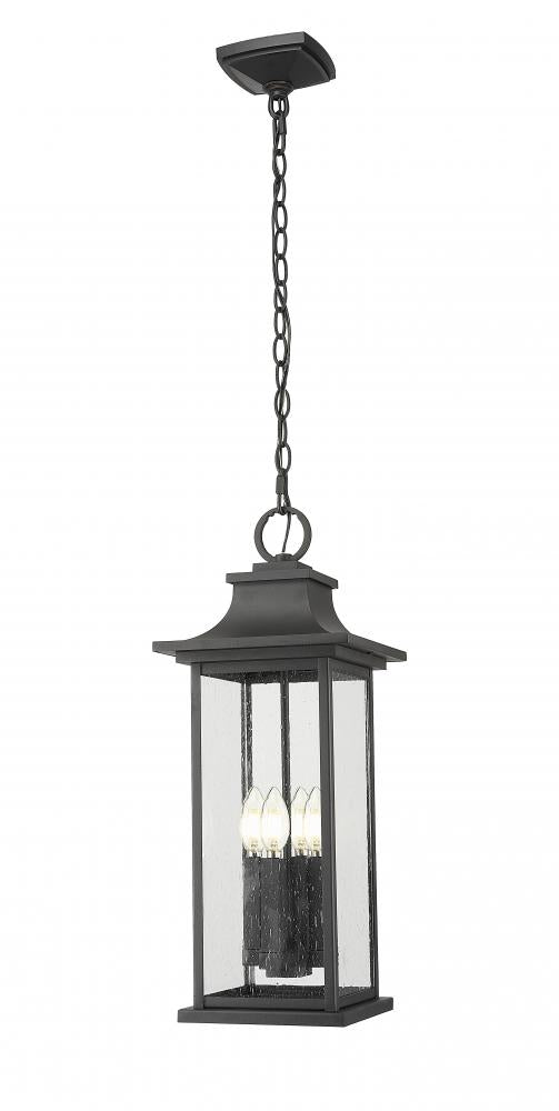 4 Light Outdoor Chain Mount Ceiling Fixture | 5017CHB-BK