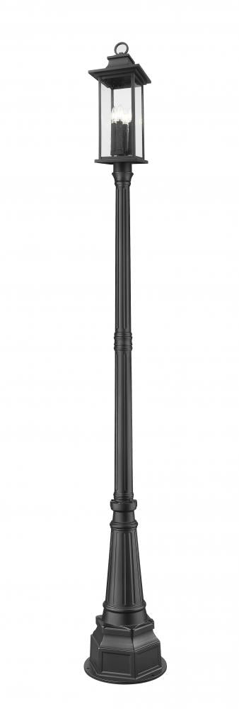 4 Light Outdoor Post Mounted Fixture | 5017PHBR-564P-BK