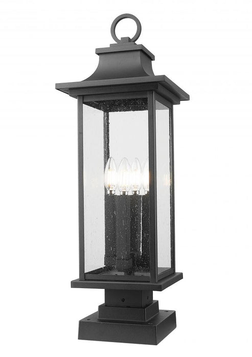 4 Light Outdoor Pier Mounted Fixture | 5017PHBS-SQPM-BK