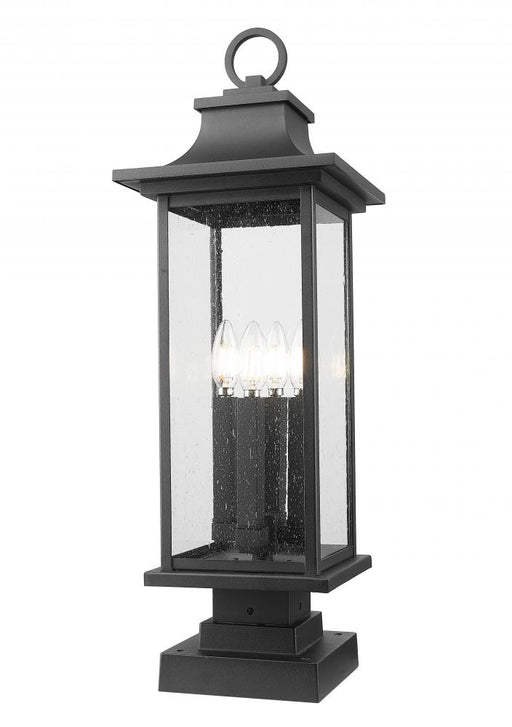 4 Light Outdoor Pier Mounted Fixture | 5017PHBS-SQPM-BK