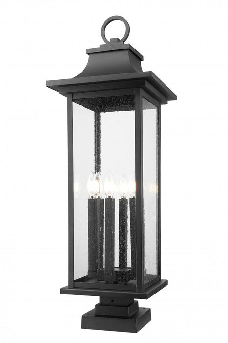 6 Light Outdoor Pier Mounted Fixture | 5017PHXLS-SQPM-BK