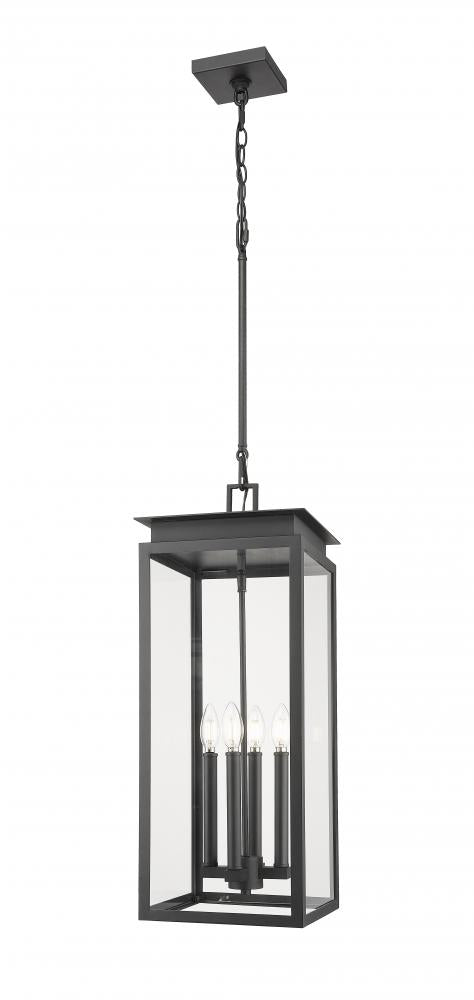 4 Light Outdoor Chain Mount Ceiling Fixture | 5018CHB-BK