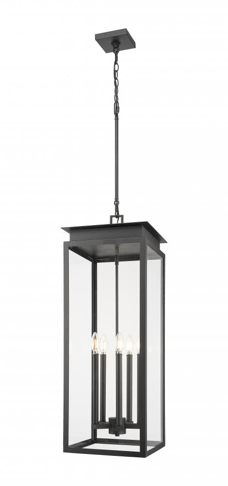 5 Light Outdoor Chain Mount Ceiling Fixture | 5018CHXL-BK