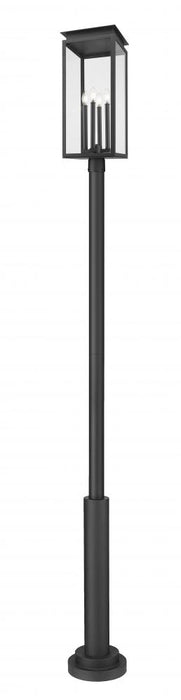 4 Light Outdoor Post Mounted Fixture | 5018PHBR-5010P-BK