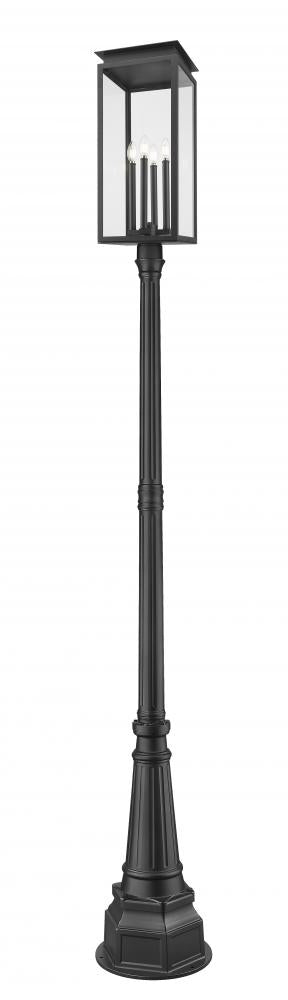 4 Light Outdoor Post Mounted Fixture | 5018PHBR-564P-BK