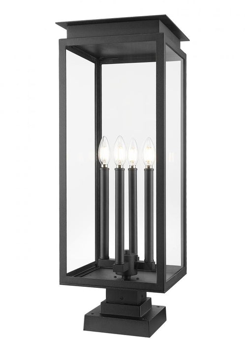 4 Light Outdoor Pier Mounted Fixture | 5018PHBS-SQPM-BK
