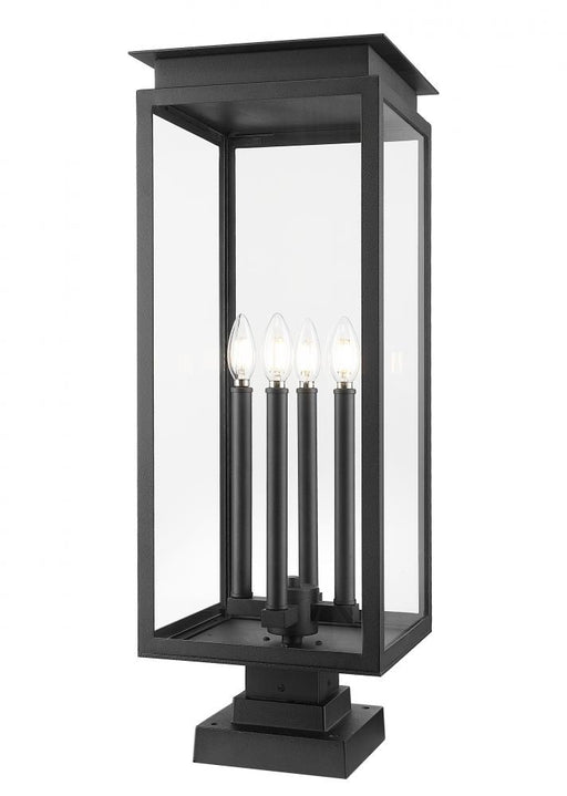 4 Light Outdoor Pier Mounted Fixture | 5018PHBS-SQPM-BK