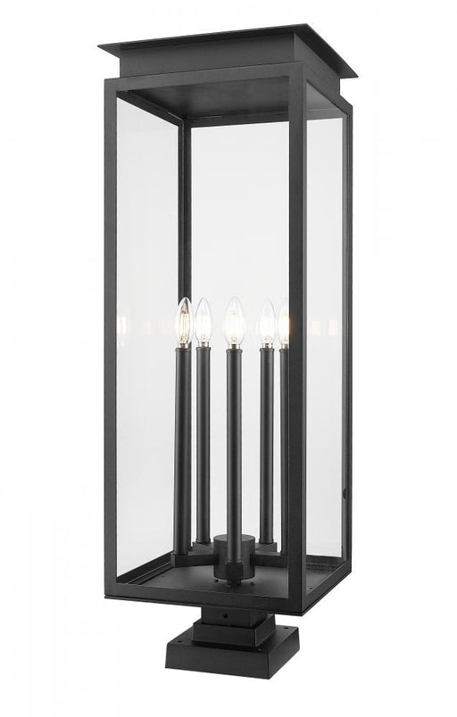 5 Light Outdoor Pier Mounted Fixture | 5018PHXLS-SQPM-BK