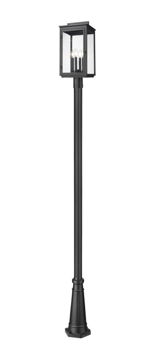 4 Light Outdoor Post Mounted Fixture | 5019PHBR-5011P-BK